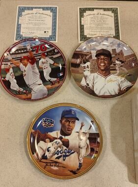 Lot 3 Bradford Exchange Baseball Collector Plates Jackie Robinson Mays McGwire